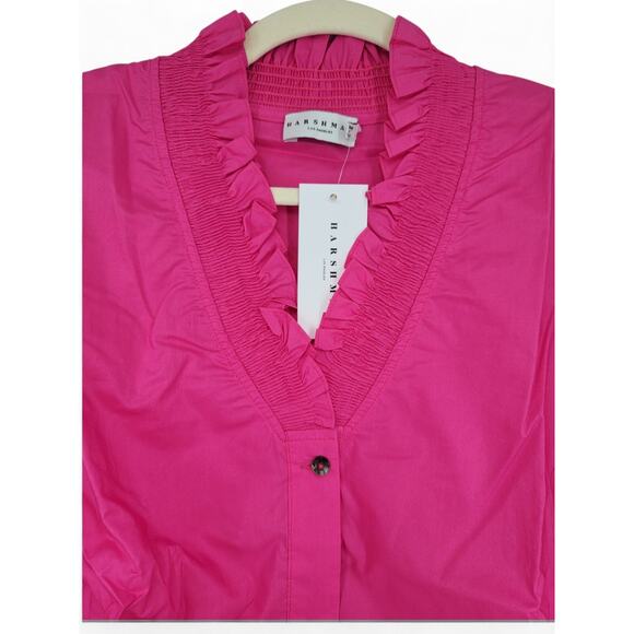 Harshman‎ Bonnie Shirt 2X Fuchsia Pink Cotton Ruffle Blouse Romantic Boho NWT - Picture 3 of 8